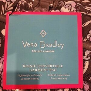 Vera Bradley Iconic Convertible Garment Bag Lavender Bouquet 22w x 12h x 9d LN